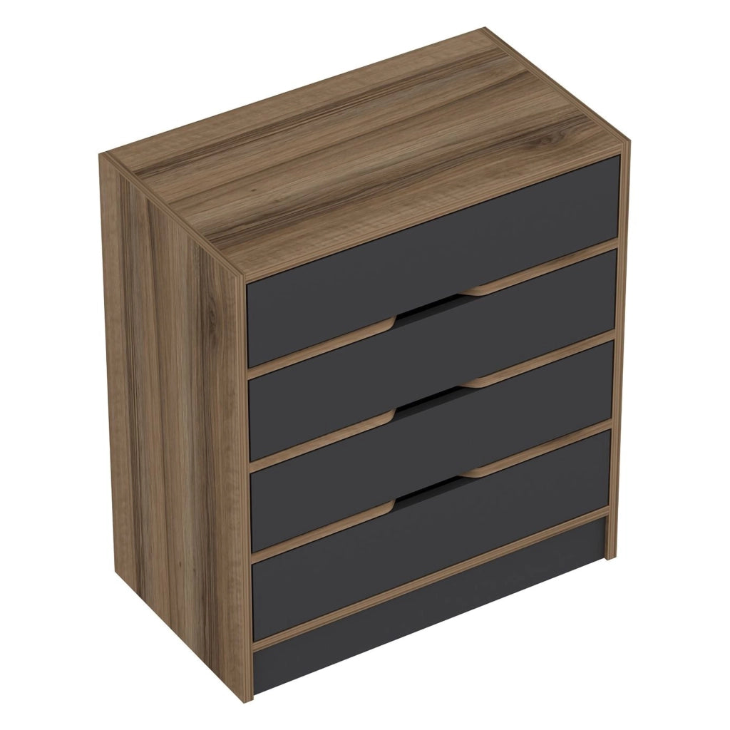 Gazzola, Cassettiera 4 Cassetti, 70x40x79h cm Nero Antracite