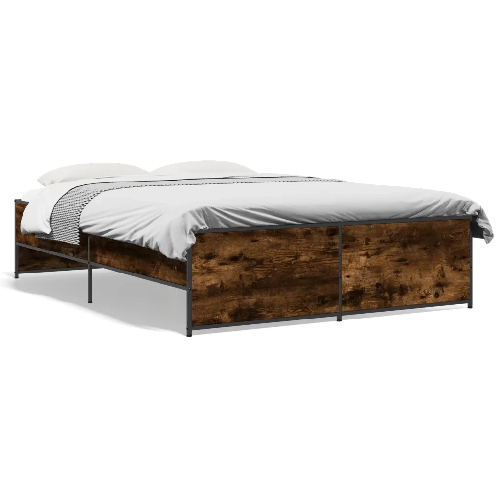 Giroletto-Struttura Letto Rovere Fumo 120x200 cm in Legno Multistrato Metallo 509635