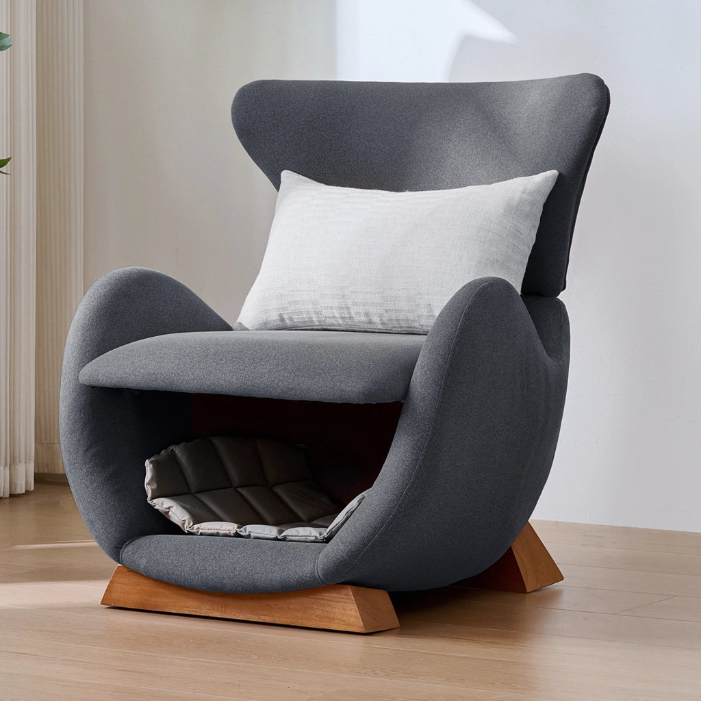 Poltrona lounge design a forma di squalo balena con nicchia per animali, tessuto antigraffio, grigio