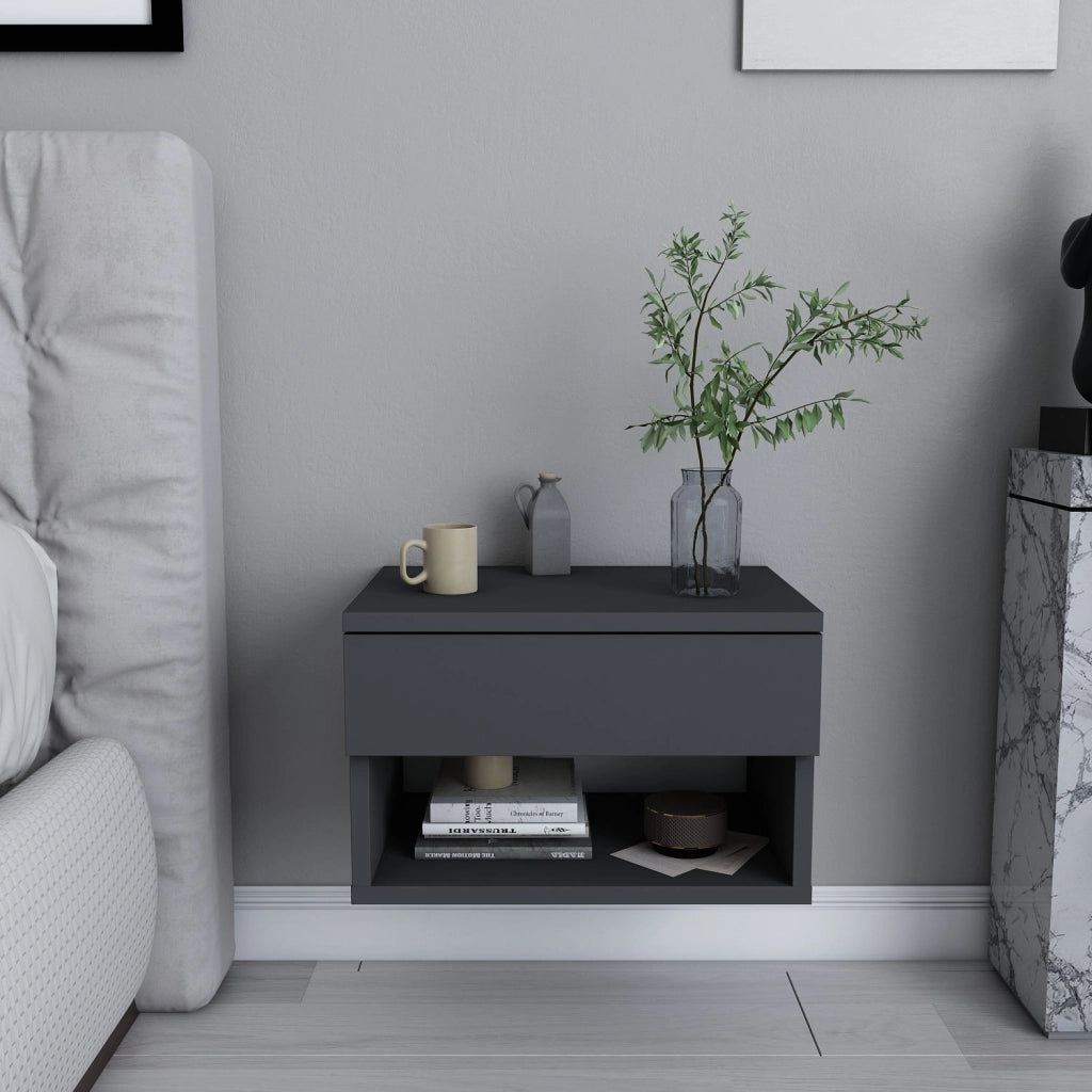 Comodino in legno "Jamot" - 45 x 29 x 32 cm - Grigio antracite