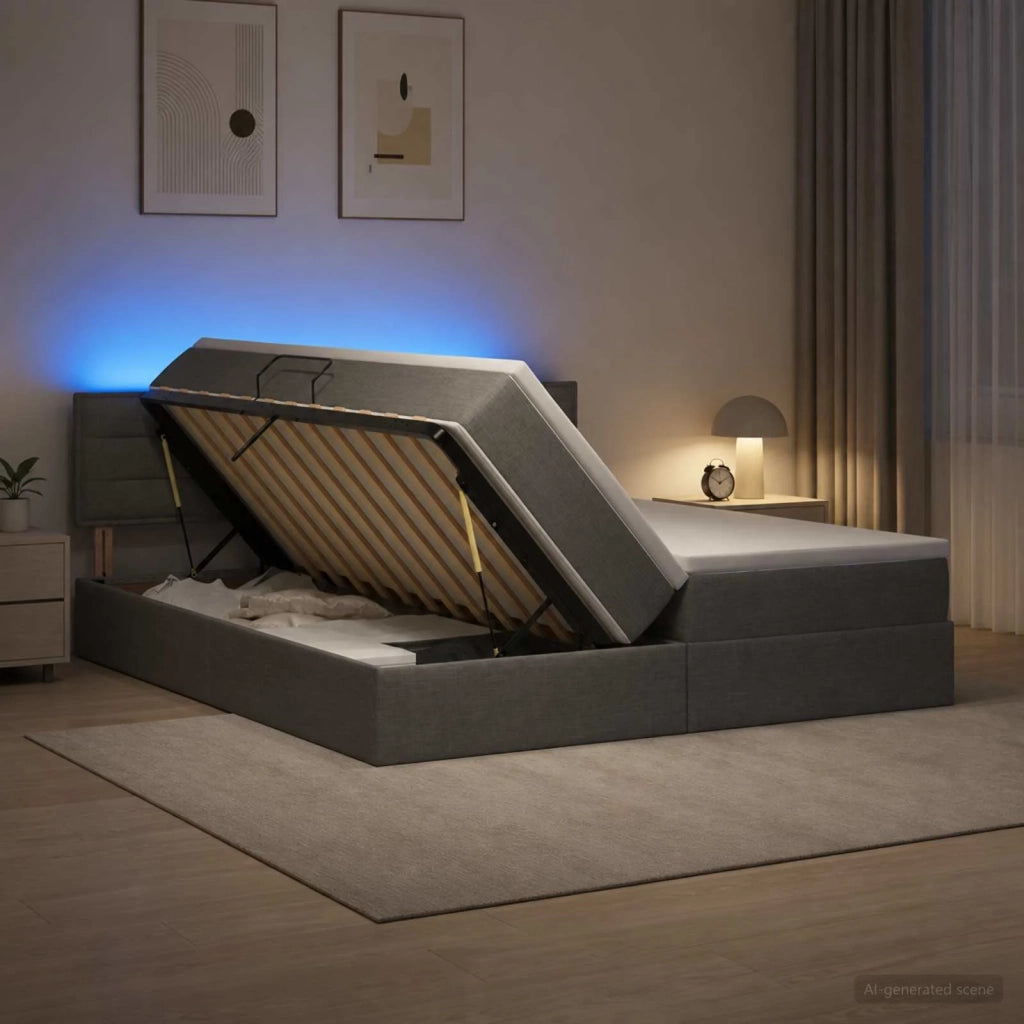 Letto con contenitore LED e materasso Grigio Scuro 200 x 200 cm 3459343