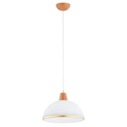 Lampada a sospensione REY legno bianco oro E27 30cm