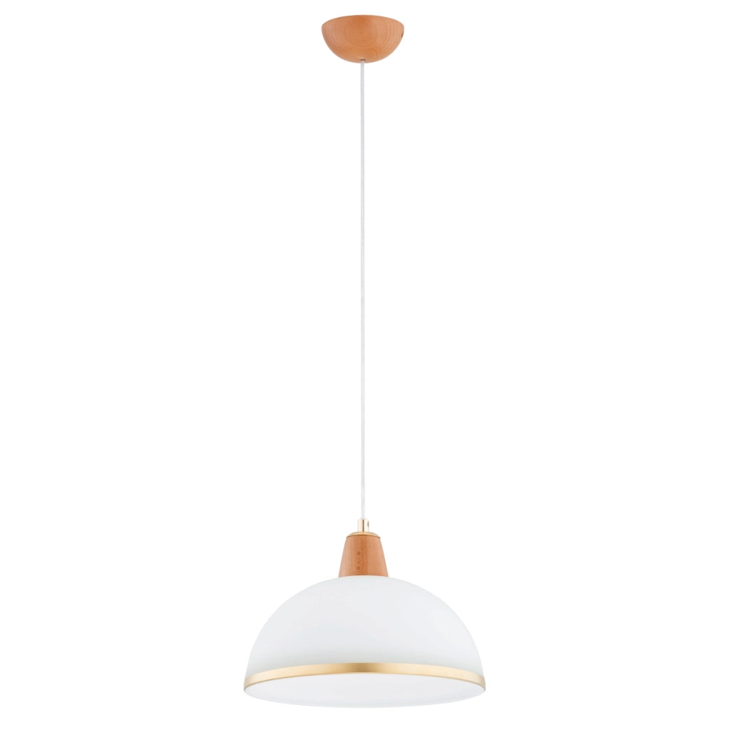 Lampada a sospensione REY legno bianco oro E27 30cm