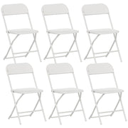 SET 6 SEDIE PIEGHEVOLI CON FORI DI DRENAGGIO IN PLASTICA E METALLO, 45X49X79.5 CM, BIANCO