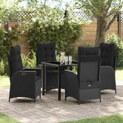 Set da Pranzo per Giardino con cuscino 5 pcs Nero polyrattan