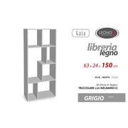 Libreria Gaia in legno grigio cm 63x24x150 h