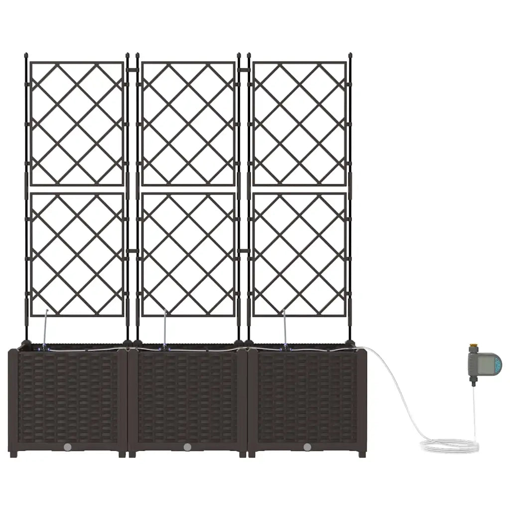 Fioriere | Cassetta per fiori | Vaso da giardino 3 pz Marrone 120 x 40 x 142 cm Plastica