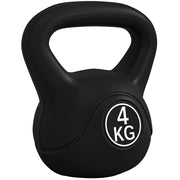 Kettlebell 4 kg ¨C zephmum ¨C Plastica e Sabbia, Base Piatta, Impugnatura, 18x12x20 cm, Nero