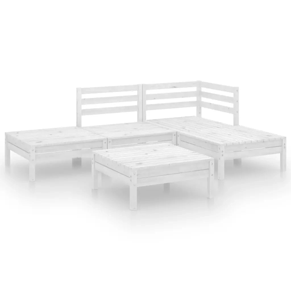Set Divani da Giardino 5 pz in Legno Massello di Pino Bianco  cod mxl 69714