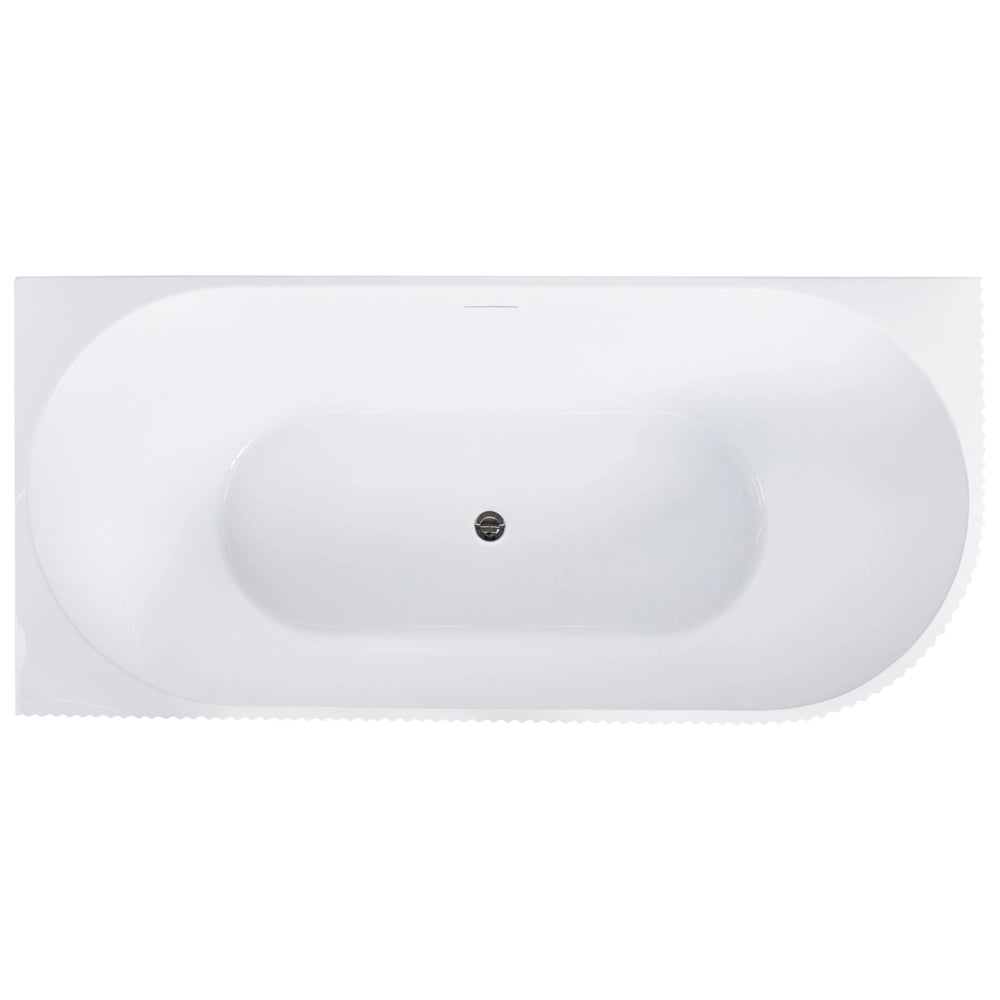 Vasca da bagno angolare destra in acrilico bianco opaco 170 x 80 cm Finitura scanalata Bagno in stile moderno