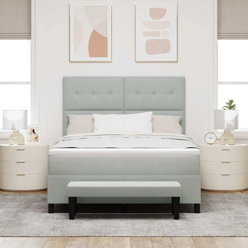 Letto a molle con materasso Grigio chiaro 160 x 200 cm Velluto