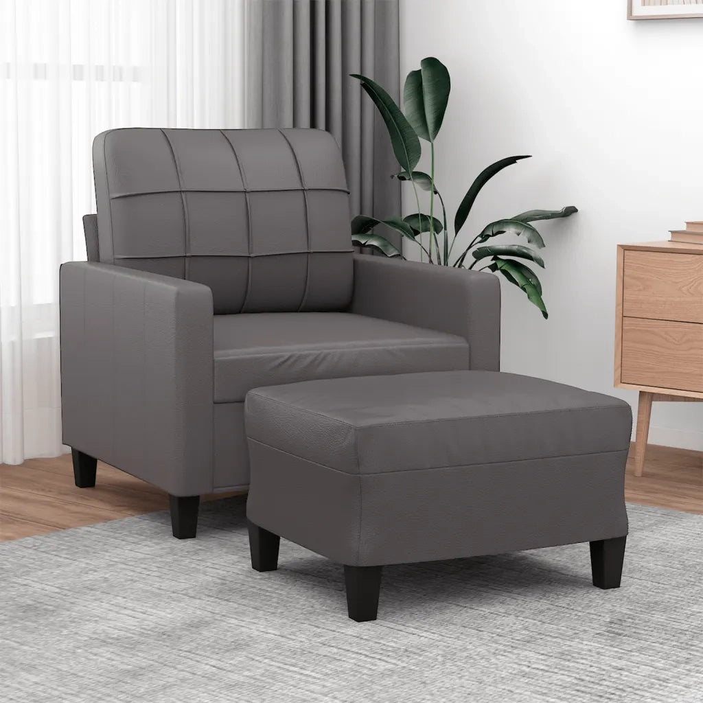 Poltrona | Sedia Relax con Poggiapiedi Grigio 60 cm in Similpelle