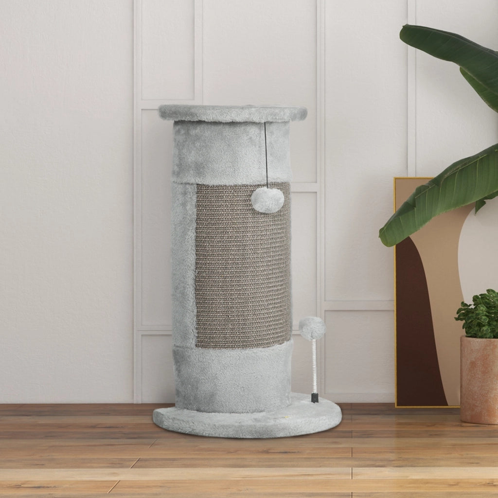 Tiragraffi per Gatti con Poste in Sisal e Palline ¨C zephmum ¨C Grigio 34x25.5x58 cm