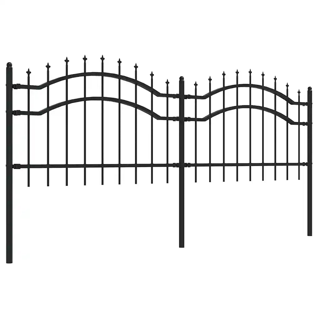 Recinzione da giardino Woerden con punta a lancia nera 240x75 cm in acciaio 151079