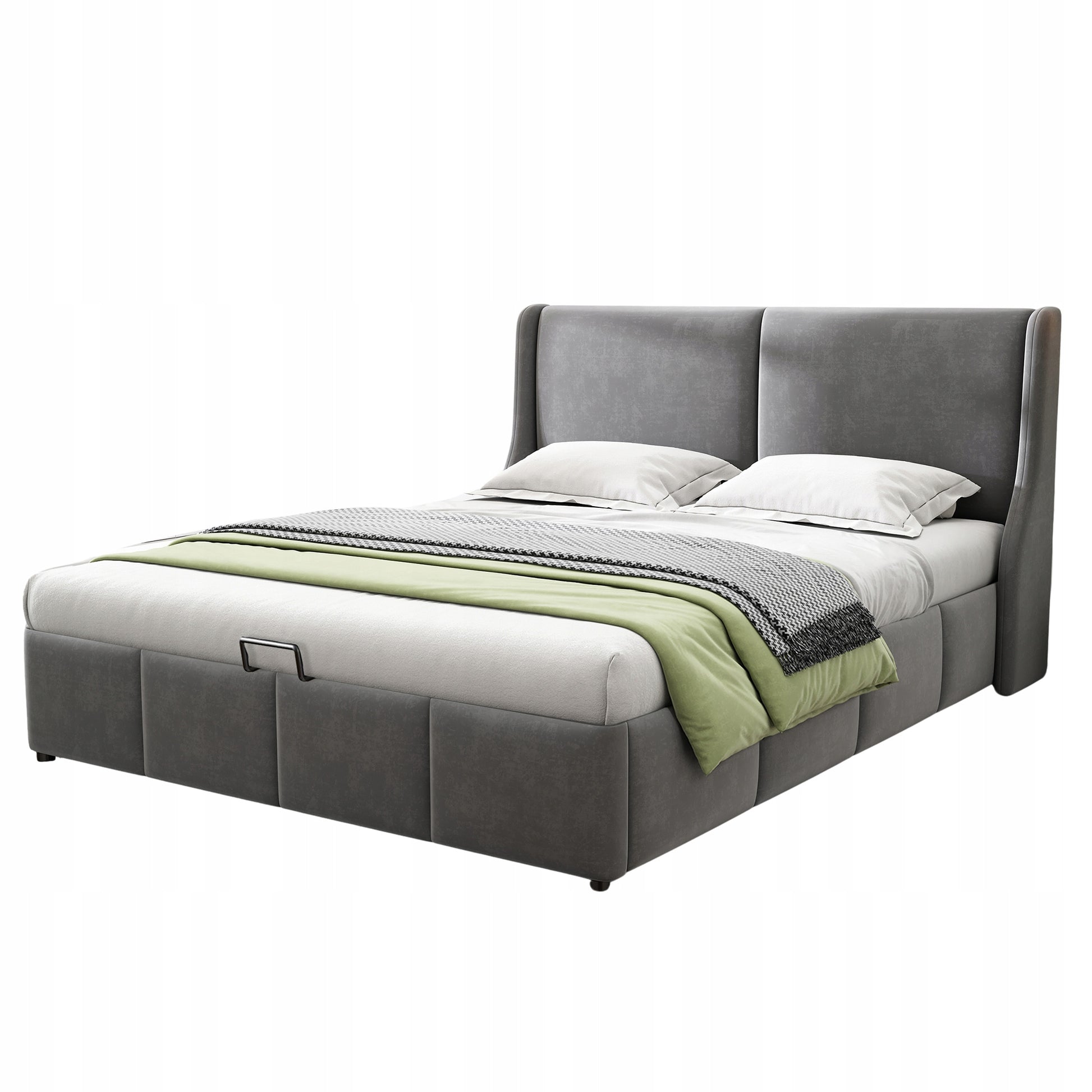 Letto 140x200cm - Xylo - Uszate, Idraulico, Grigio, Senza Materasso
