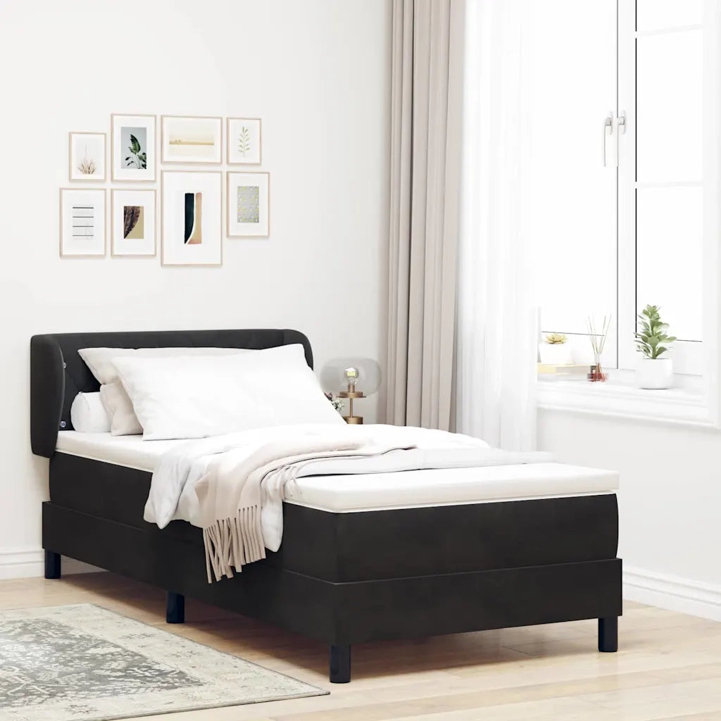 Letto a molle con testiera Nero 90 x 190 cm Velluto 3340312