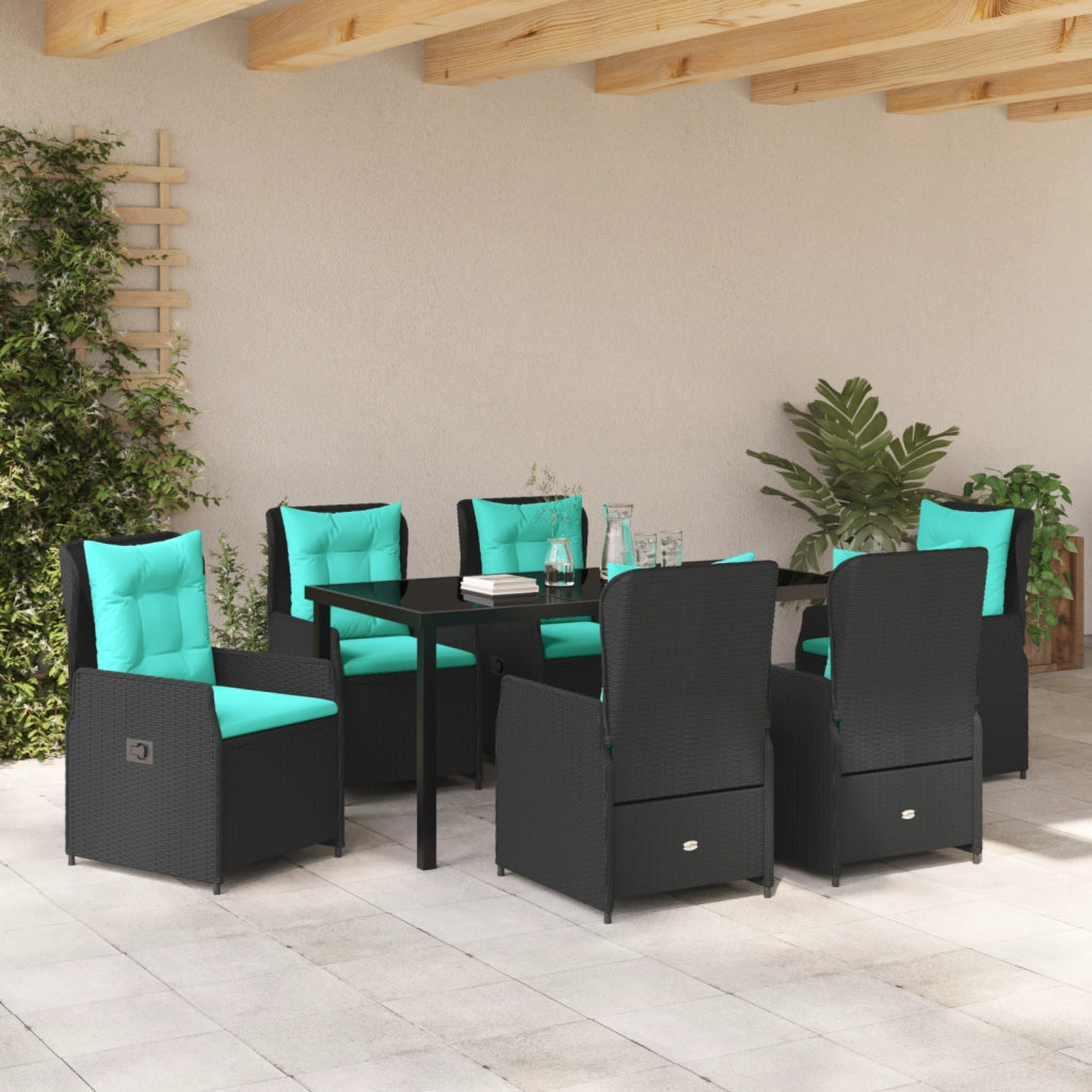 Set da Pranzo da Giardino in Rattan Nero