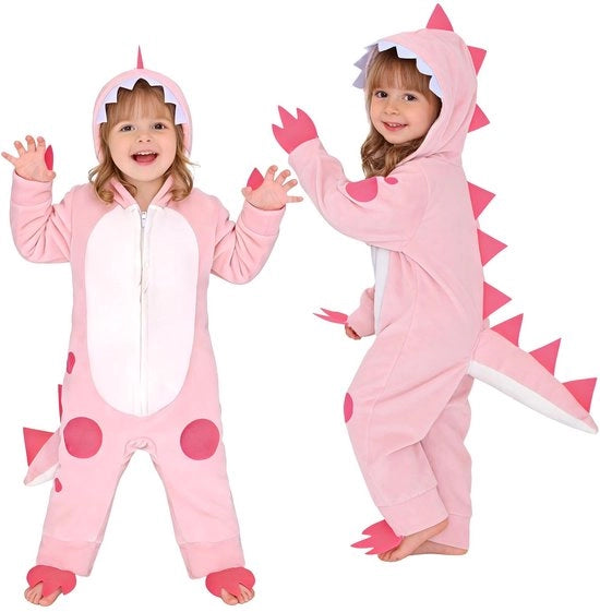 Costume dei Dinosauri - Jumpsuit Rosa Scuro - Cappuccio - Tessuto Bambino - Carnevale/Halloween - Dettagli Affascinanti