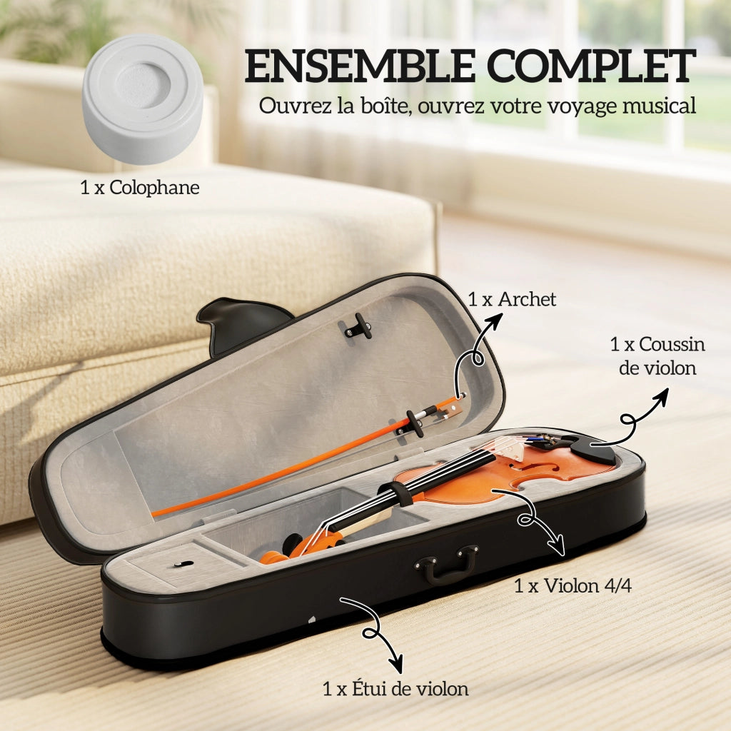 Violino 4/4 per Adulti e Principianti ¨C Zephmum ¨C Legno Massello Marrone 60x21 cm con Custodia