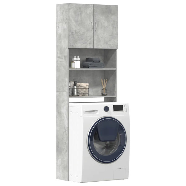 vidaXL Mobile Lavatrice Grigio Cemento 64x24x190 cm Legno Multistrato