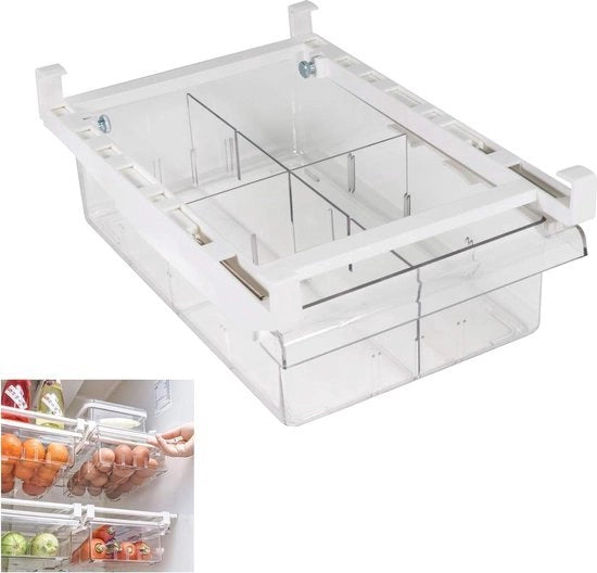Cassetta di stoccaggio con carrello - box trasparente per congelatore - organizzatore frutta verdura uovo con piatti e separatori