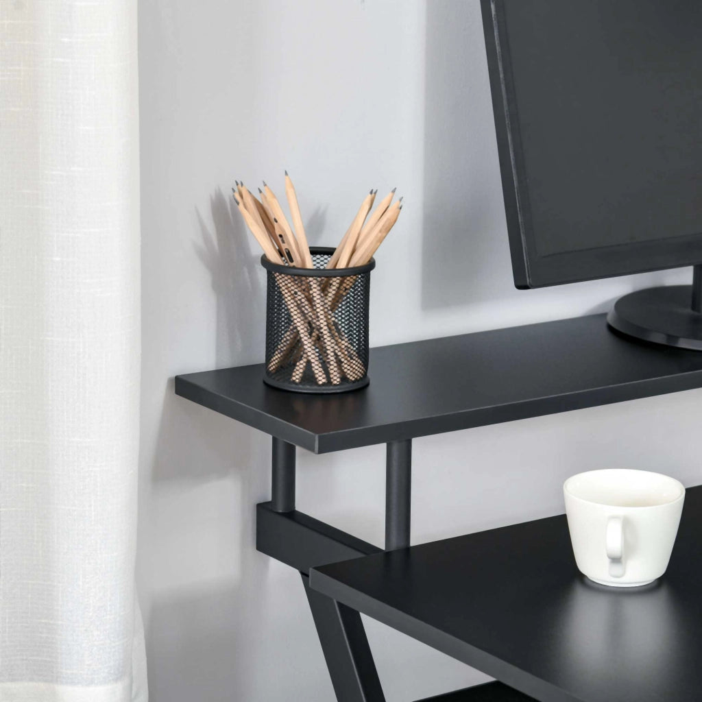 Scrivania Gaming 100 cm con Supporto Monitor ¨C zephmum ¨C Legno e Metallo Nero