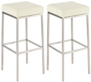 Set 2 sgabelli bar Montreal in similpelle crema,acciaio inossidabile