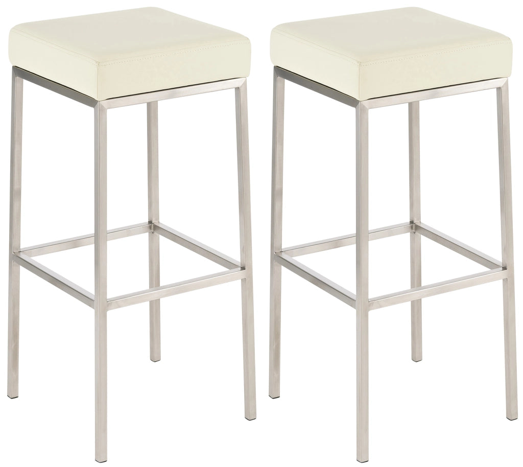 Set 2 sgabelli bar Montreal in similpelle crema,acciaio inossidabile