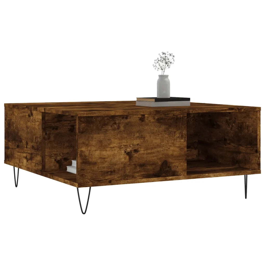 Tavolino da Salotto Rovere Fumo 80x80x36,5 cm Legno Multistratocod mxl 128859