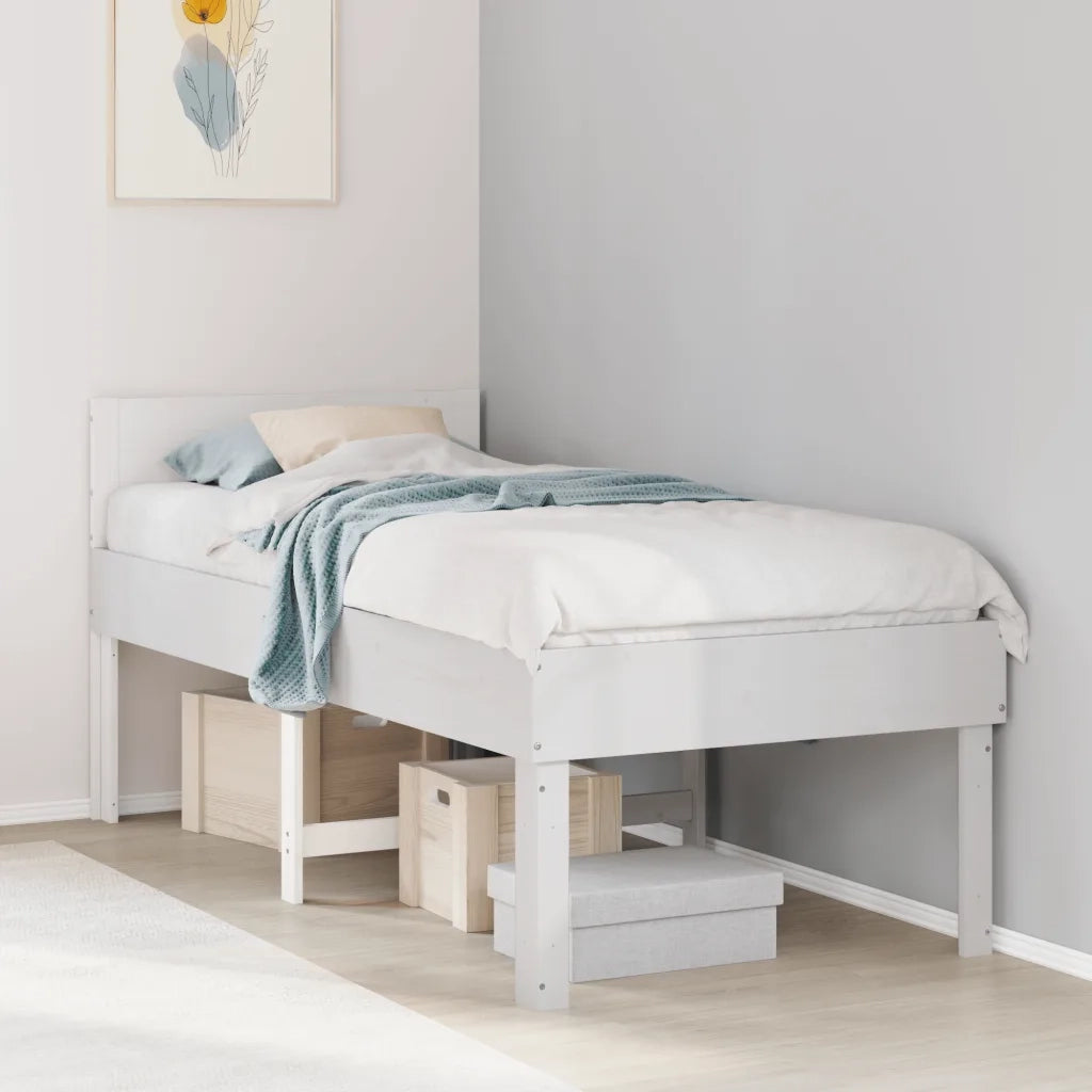 vidaXL Letto senza Materasso Bianco 75x190 in Legno Massello di Pino