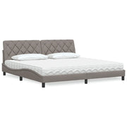 Letto con Materasso Tortora 200x200 cm in Tessuto