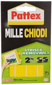 Pattex Millechiodi Biadesivo Removibile 10 Strisce 40 MMX20 Henkel 3 Pezzi