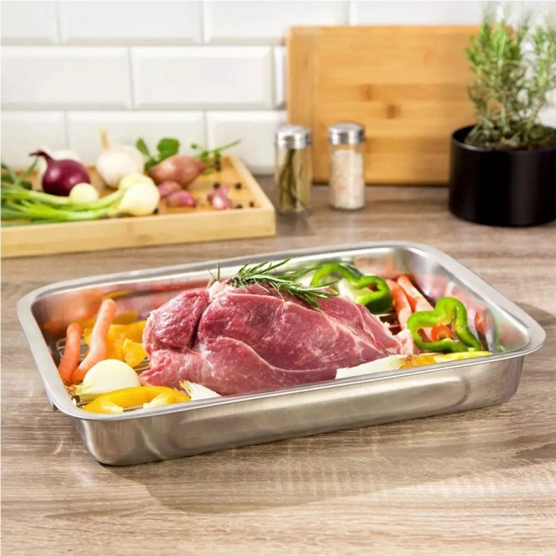 Kinghoff KH-1377 Teglia per arrosti in acciaio inossidabile con griglia 35 cm
