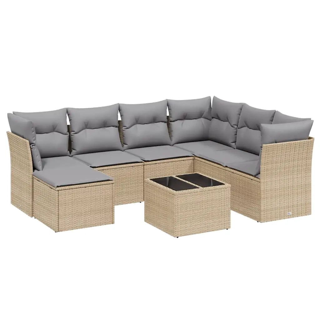 Set Divano da Giardino 8 pz con Cuscini Beige Misto Polyrattan 3263225