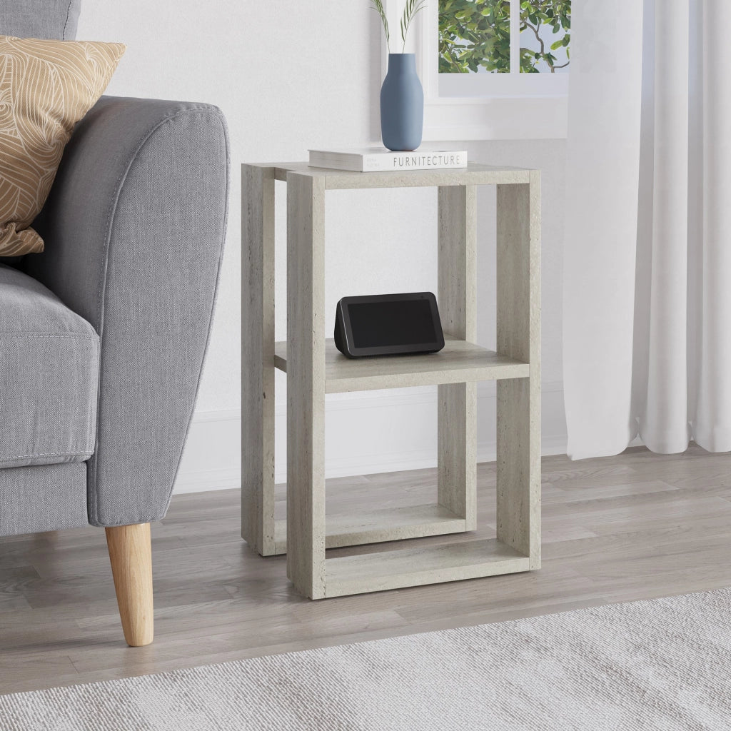 Comodino in legno "Lonie" 30 x 30 x 55 cm - Travertino