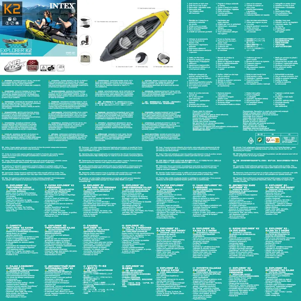 INTEX Kayak Gonfiabile Explorer K2 312x91x51cm 68307NP 91551