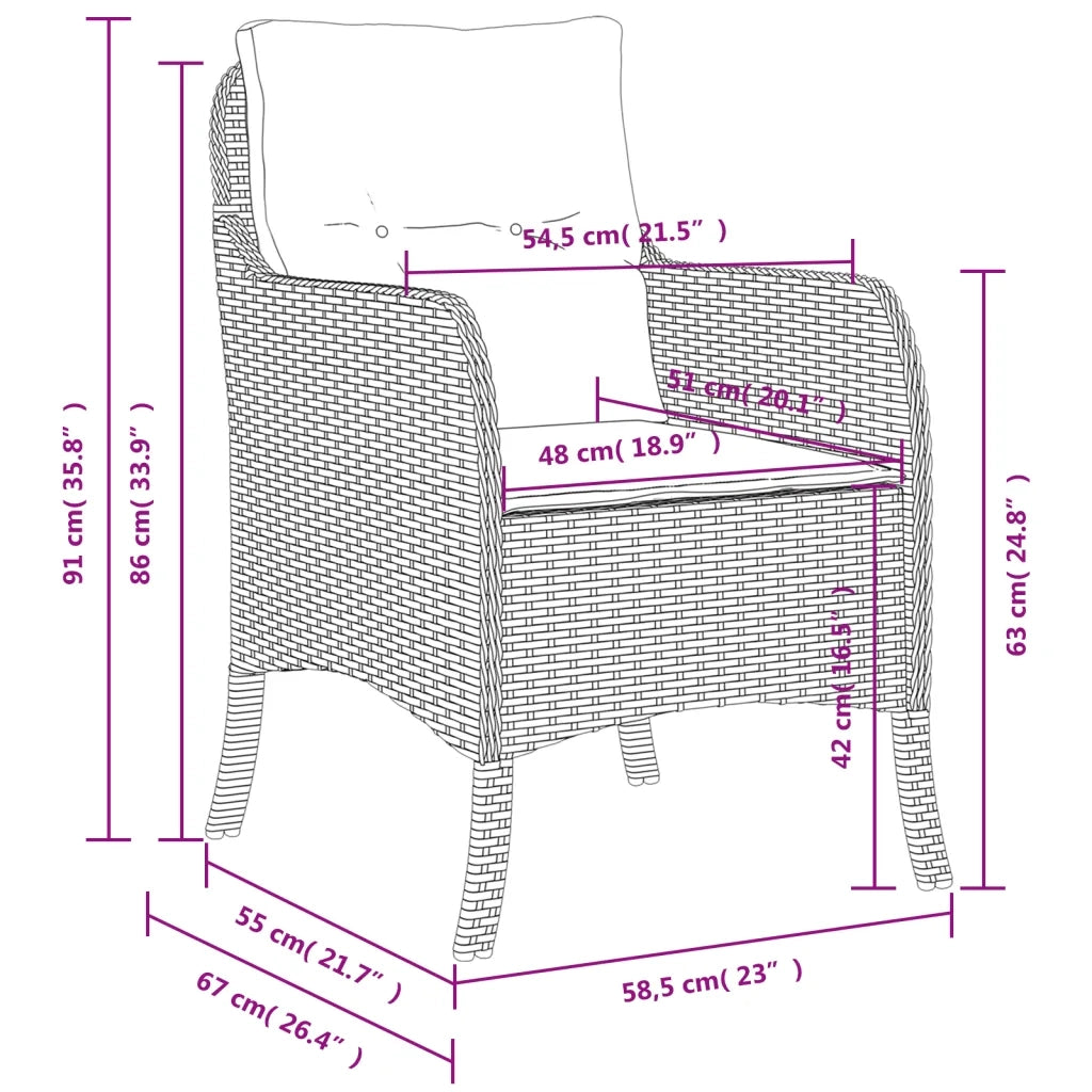 Sedie da Giardino con Cuscini 2 pz | Sedie da Esterno Grigio Chiaro in Polyrattan