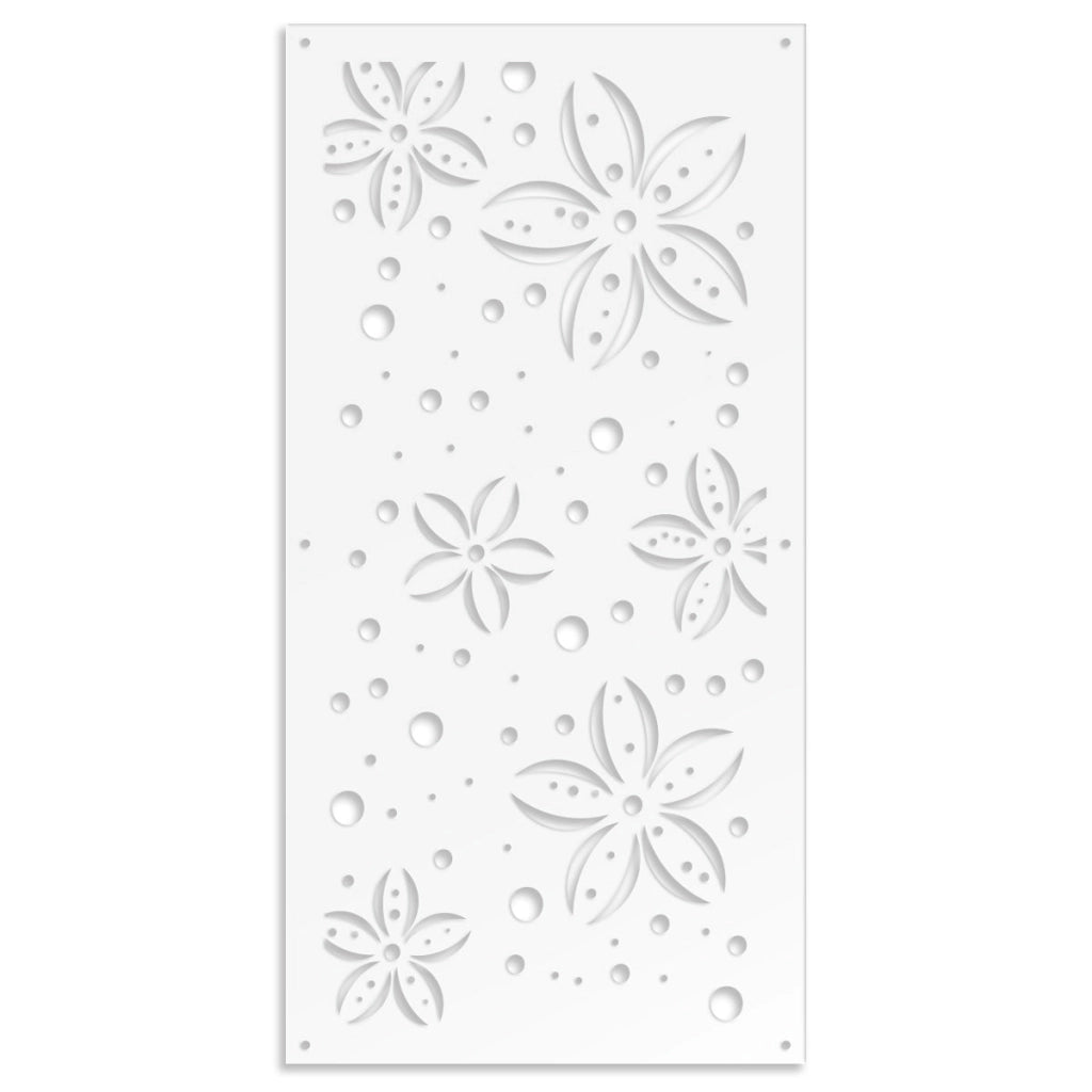 FLOWERS - Pannello in PVC traforato - Parasole Misura: 47x94 cm, Colore: bianco