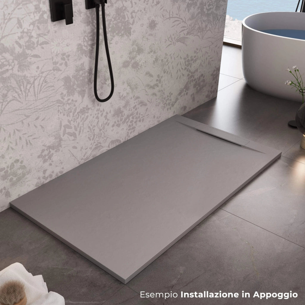 Piatto Doccia in Pietra 70x140 cm Bonussi Ardesia Calcutta Grigio Chiaro