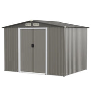 Casetta da giardino con fondamenta 260 x 207 x 181 cm per riporre gli attrezzi stile contemporaneo acciaio zincato grigio scuro 20_0020667