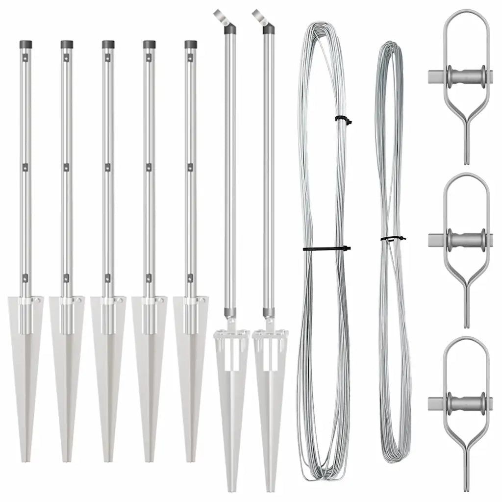 Palo della recinzione 7 pcs Argento Acciaio 42004270