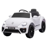 Outsunny Auto Elettrica per Bambini VW Maggiolino, 3-5 km/h, con Telecomando e Musica, Bianco
