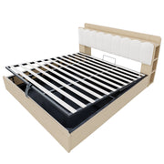 Letto contenitore matrimoniale con vano contenitore; USB; luce notturna e testiera imbottita 180 × 200 cm; senza materasso