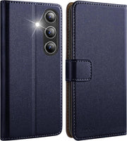 Portafoglio con tasca per carte e funzione standard per Samsung Galaxy S25+ - Blu di alta qualità PU-pelle