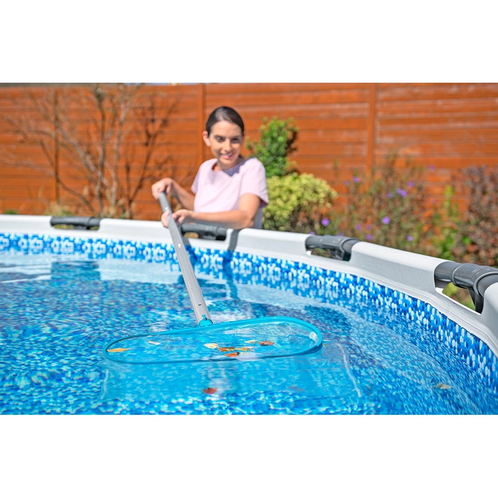 Trade Shop - Kit Cura Piscina Fino A 610cm Con Aspiratore A Batteria Retino Per Skimmer Spazzola 58831 -