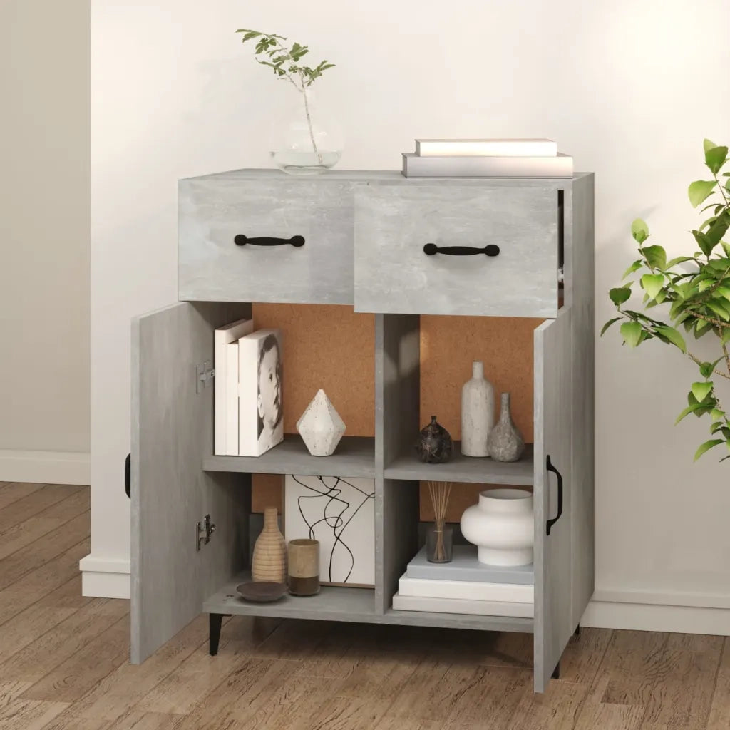 Credenza Grigio Cemento 69,5x34x90 cm in Legno Multistrato 812199