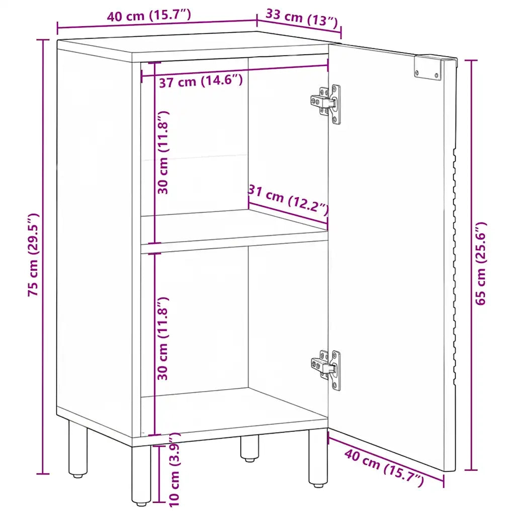 Credenza Marrone 40x33x75 cm in Legno Massello di Mango 4017744