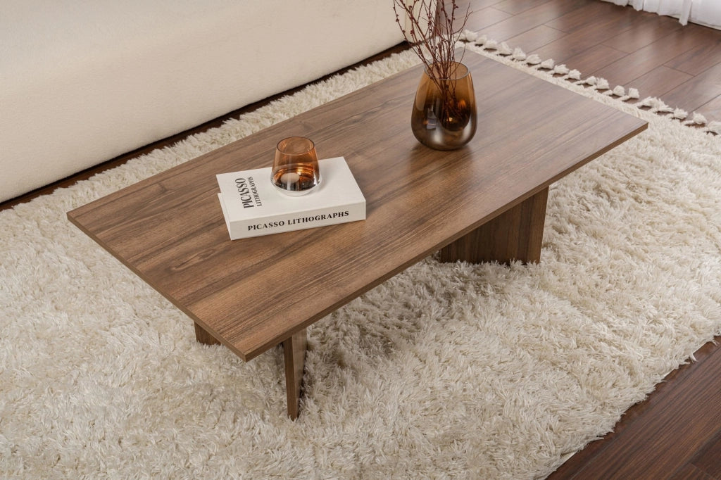 Turate, Tavolino da Salotto Forma Rettangolare, 119x60x40h cm Marrone Noce