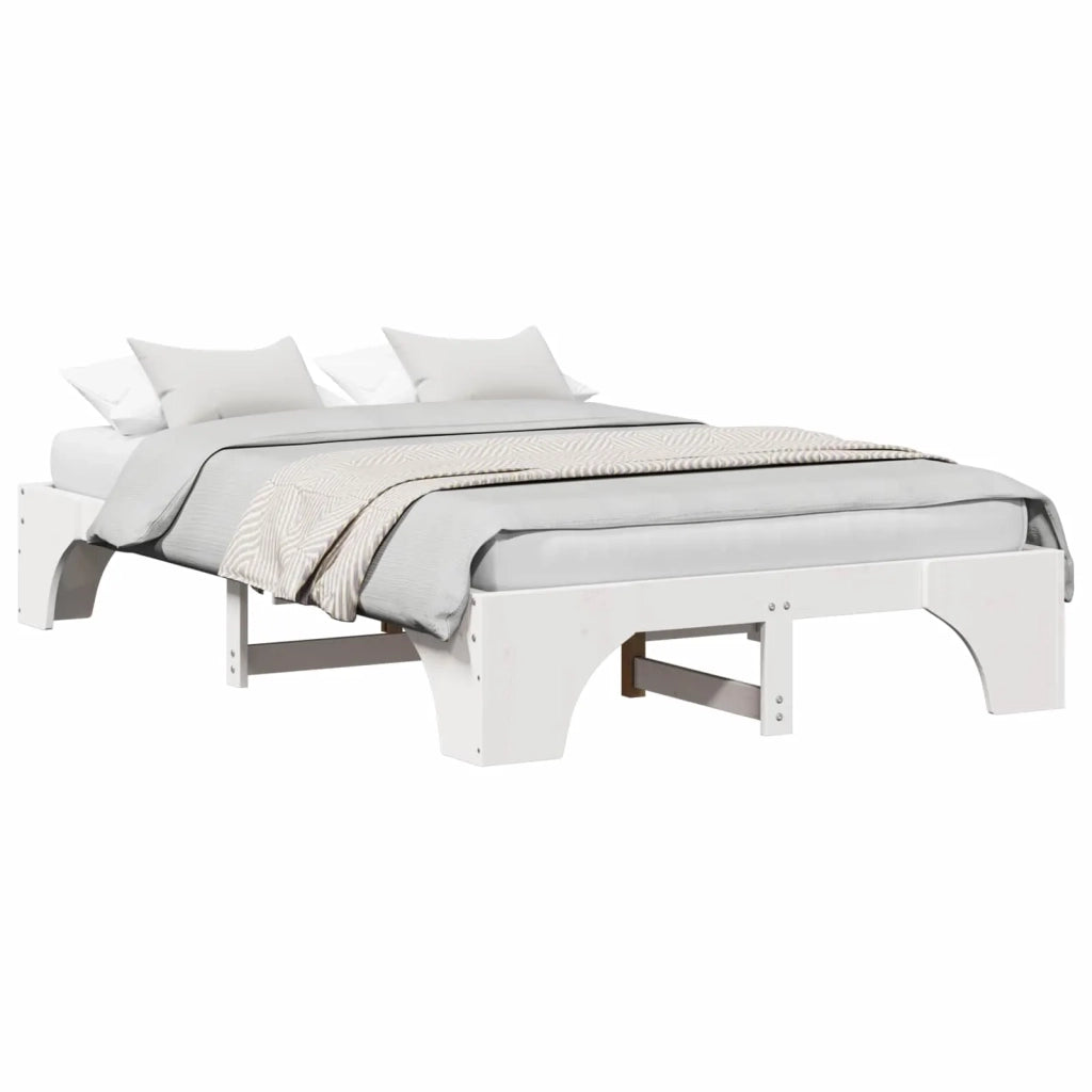 Struttura del letto Bianco 135 x 190 cm Pino massello 872954