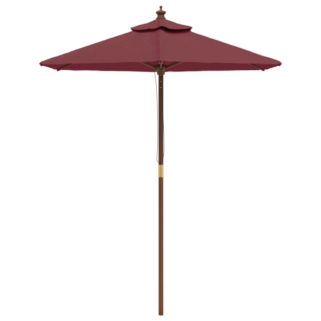 Ombrellone da giardino con palo in legno 196 x 231 cm rosso bordeaux 02_0008347